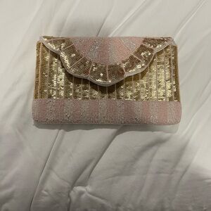 Pink and Gold Sequin Clutch